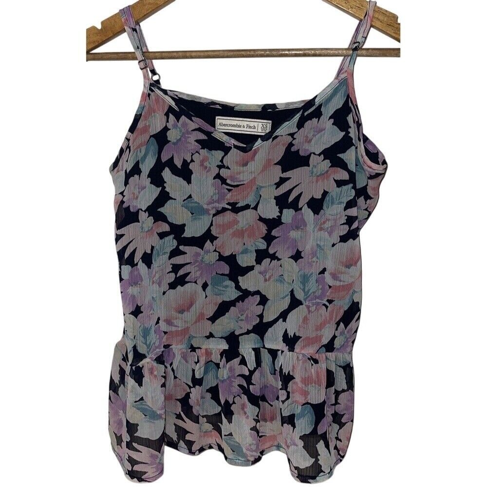 Abercrombie and Fitch Peplum Tank Top Floral Women‎ Size XS Y2K Pink Blue